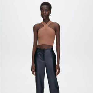 Aritzia Babaton Sculpt Knit Criss Cross Cropped Tank - NWOT